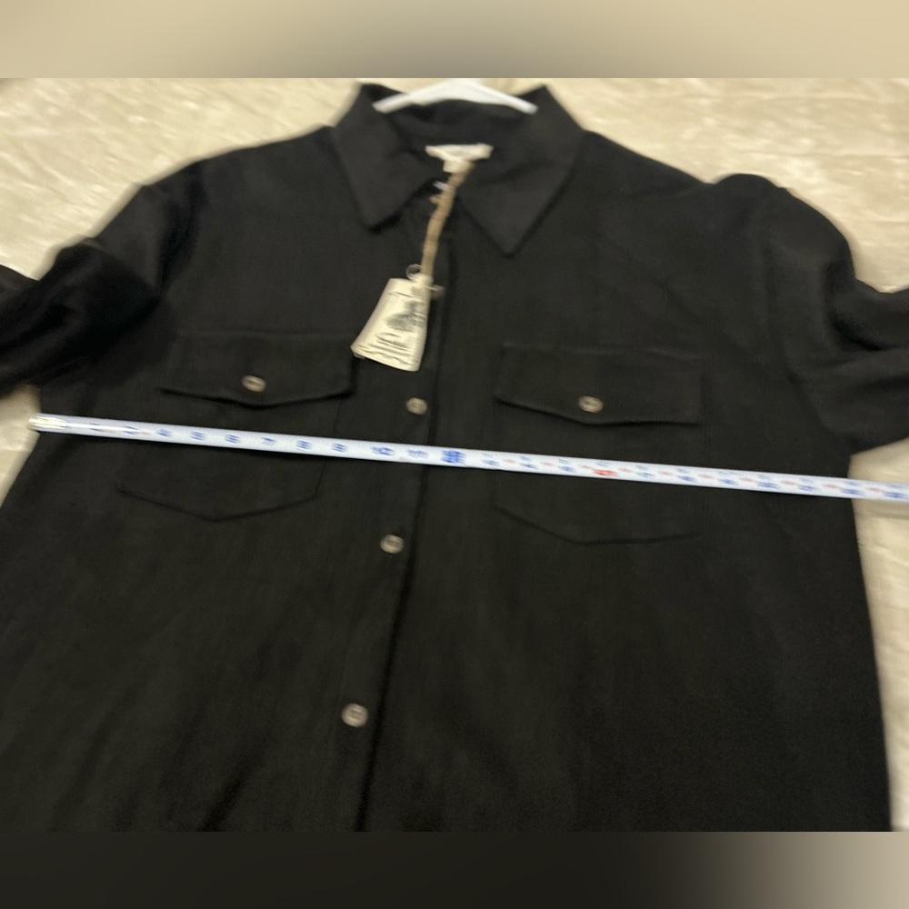 Easel of Los Angeles Black Collared Shirt Dress - Suede-like fabric - Picture 6 of 8